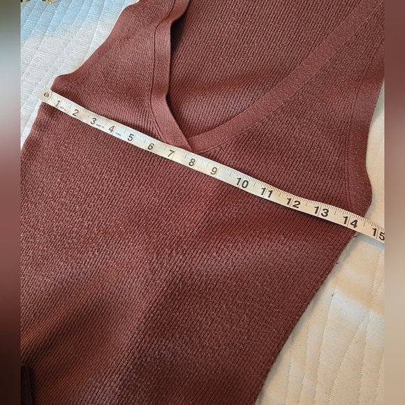 🤎✨ Anthropologie Daily Practice Ribbed V-Neck Sleeveless Sweater Vest Dress XS - Picture 4 of 13